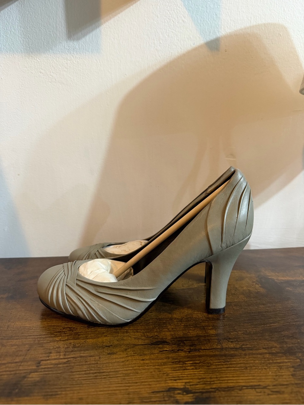 Steve Madden Sage Gray Pleated Round-Toe Pumps